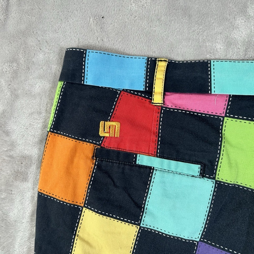Loudmouth Golf Shorts Mens 40 Colorblock Plaid HollyWoody Squares Preppy Stretch - Picture 5 of 14